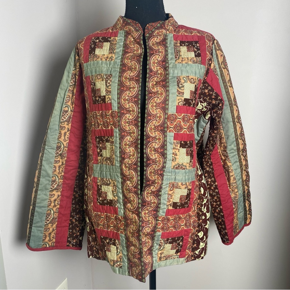 Reversible Vintage Handmade Quilt Patchwork Jacke… - image 6